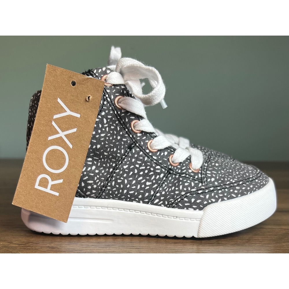 Roxy Youth RG Camy U High Top Sneakers Black White Dot ARGS600123 Size 11